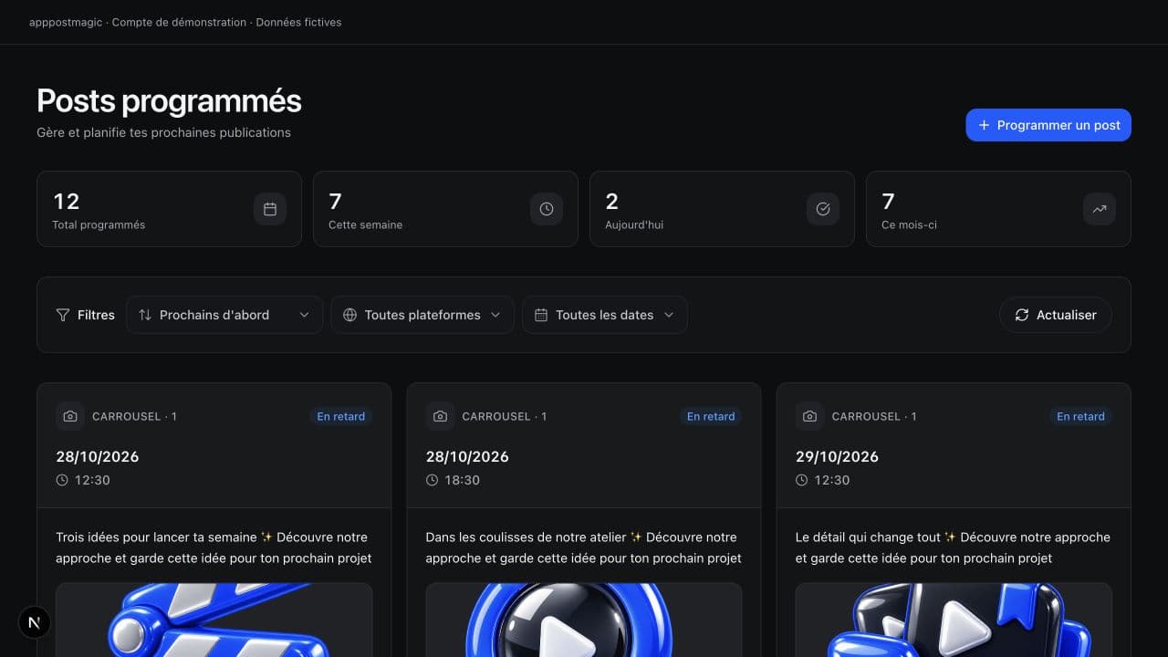 Publicações agendadas apppostmagic