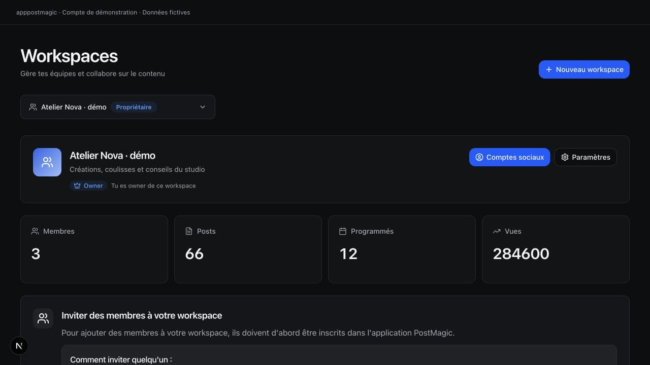 Espaços de trabalho apppostmagic