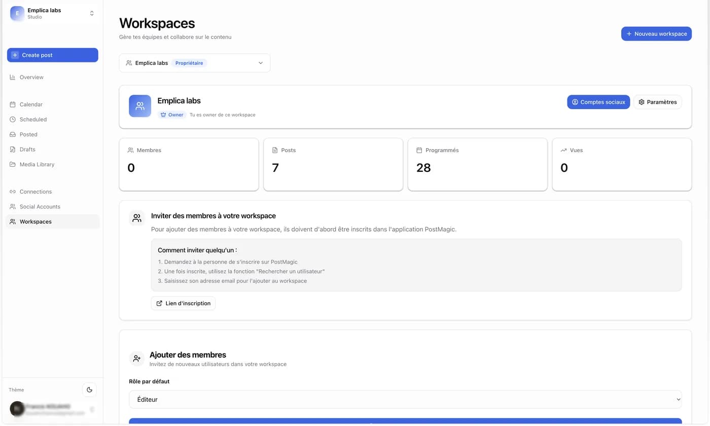 Espaces de travail et equipe